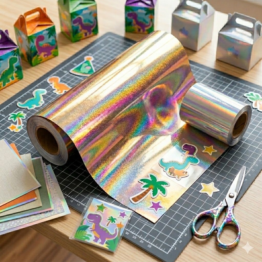 Suprimentos para papelaria personalizada: Foil dourado para aplicação térmica e bases de corte profissionais."